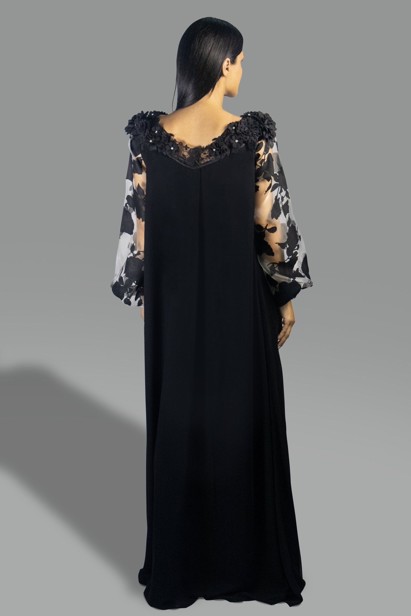 Black Floral Appliqué Gown - Gown - Ceremony