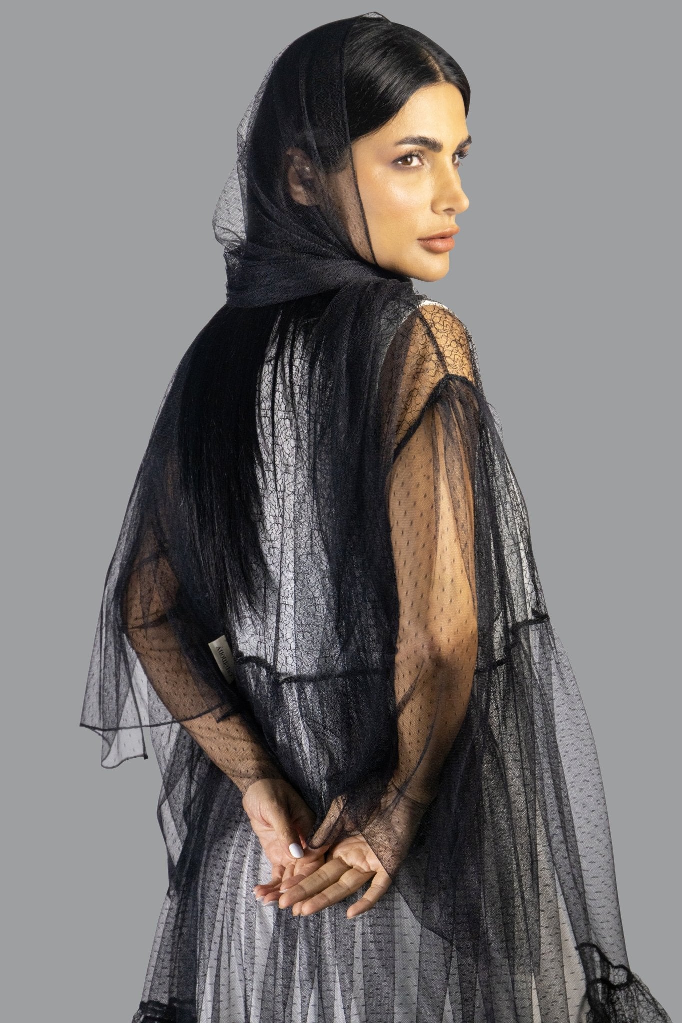 Chic Black Sheer Tulle Layered Abaya - Gown - Ceremony