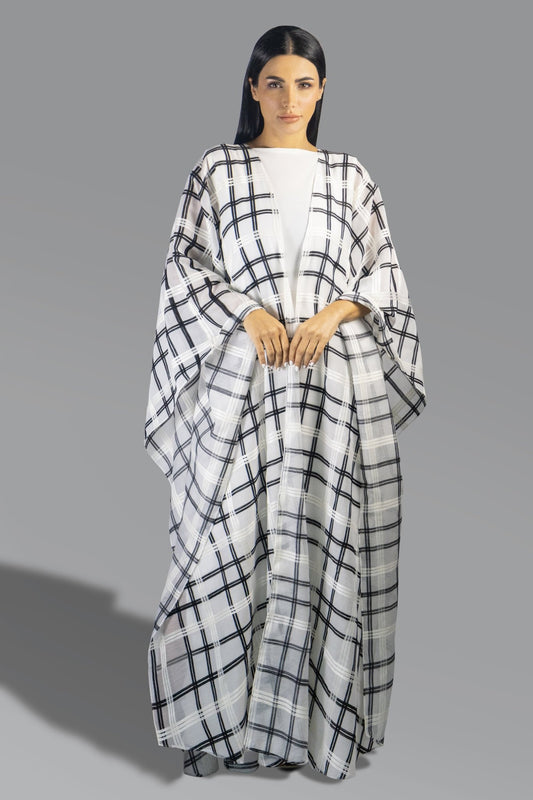 Contemporary Plaid Open - Sides Abaya - Gown - Ceremony