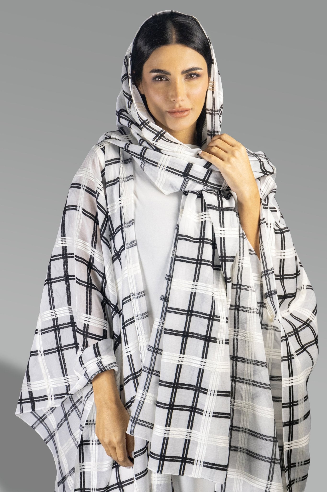 Contemporary Plaid Open - Sides Abaya - Gown - Ceremony