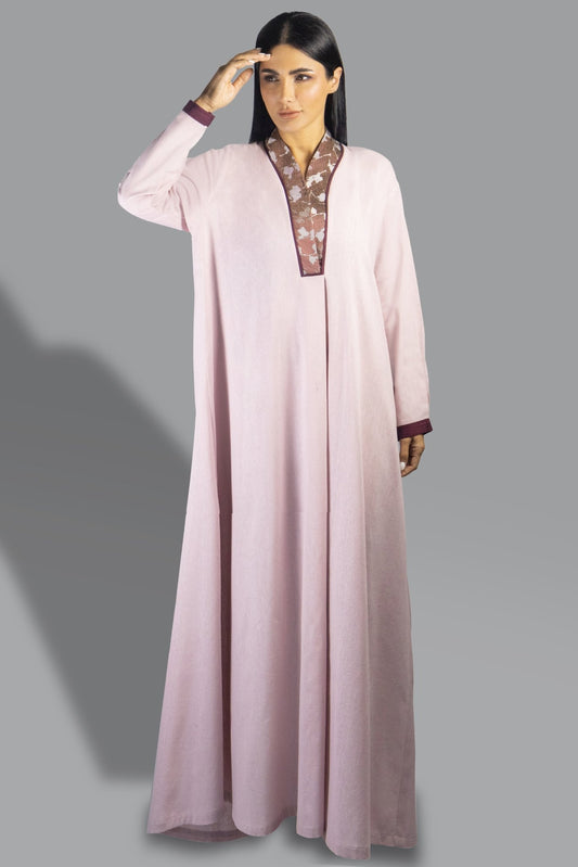Dusty Pink Shirt Dress with Contrast Trim - Gown - Ceremony