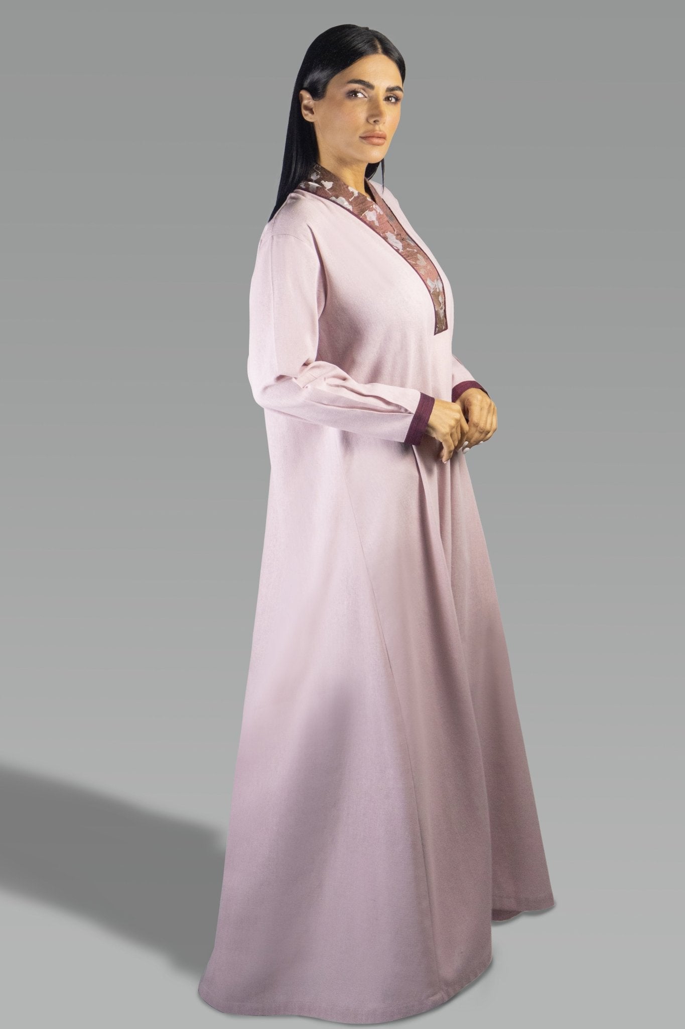 Dusty Pink Shirt Dress with Contrast Trim - Gown - Ceremony