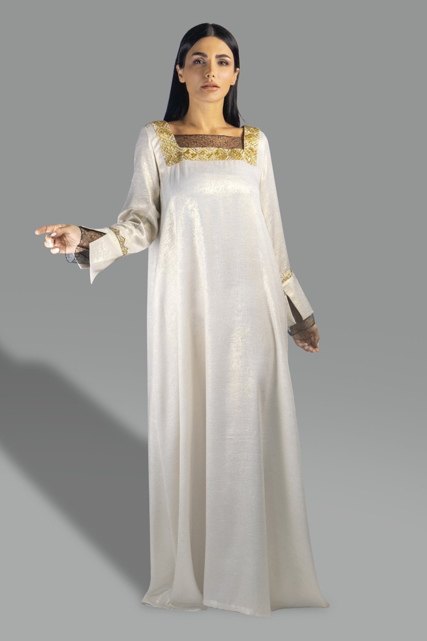 Golden Ivory Gown with Gold Embroidered Accents - Gown - Ceremony