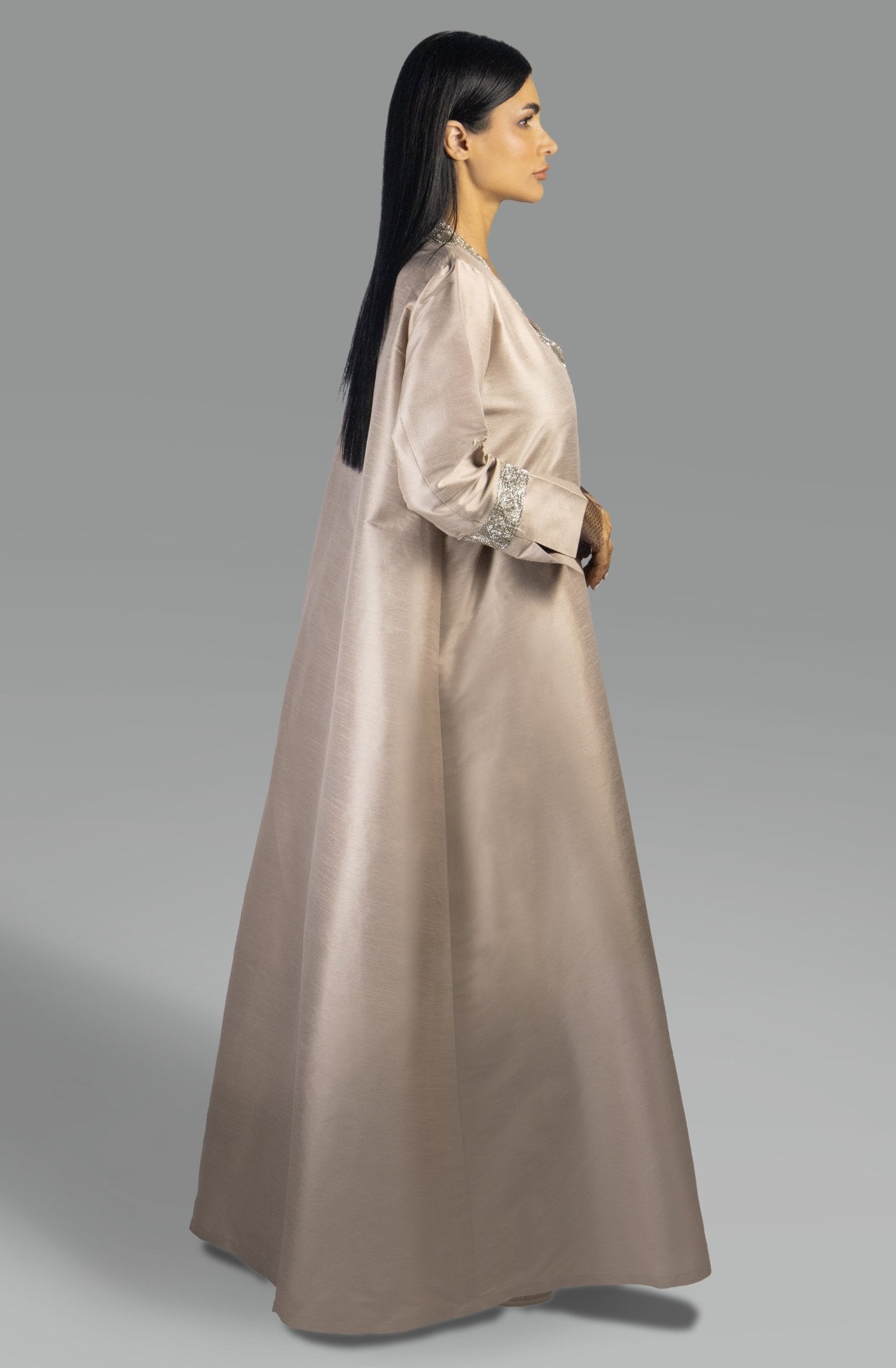 Graceful Nude Blush Gown with Embroidered Accents - Gown - Ceremony