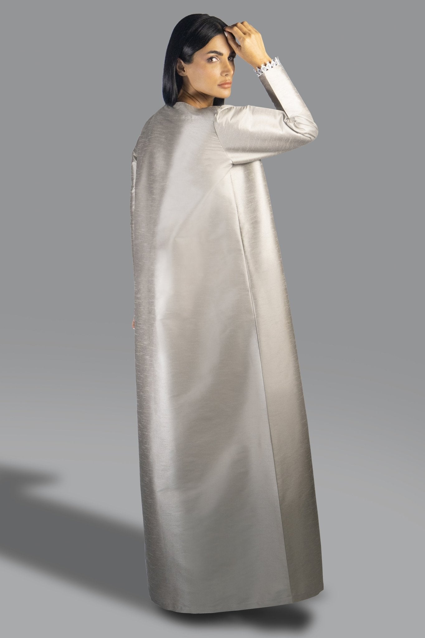 Minimalist Soft Grey Gown with soft Embroidery - Gown - Ceremony